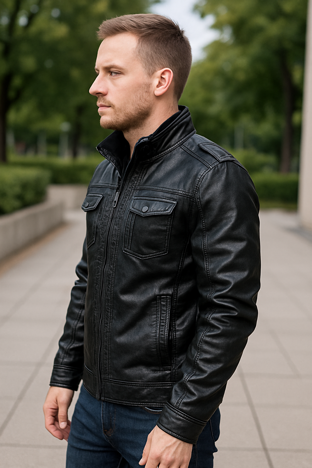 Leren Motorjas Voor Heren, Motorjas Van PU, Casual Dikke Bovenkleding Voor Winter | VIQA VIQA© NEDERLAND