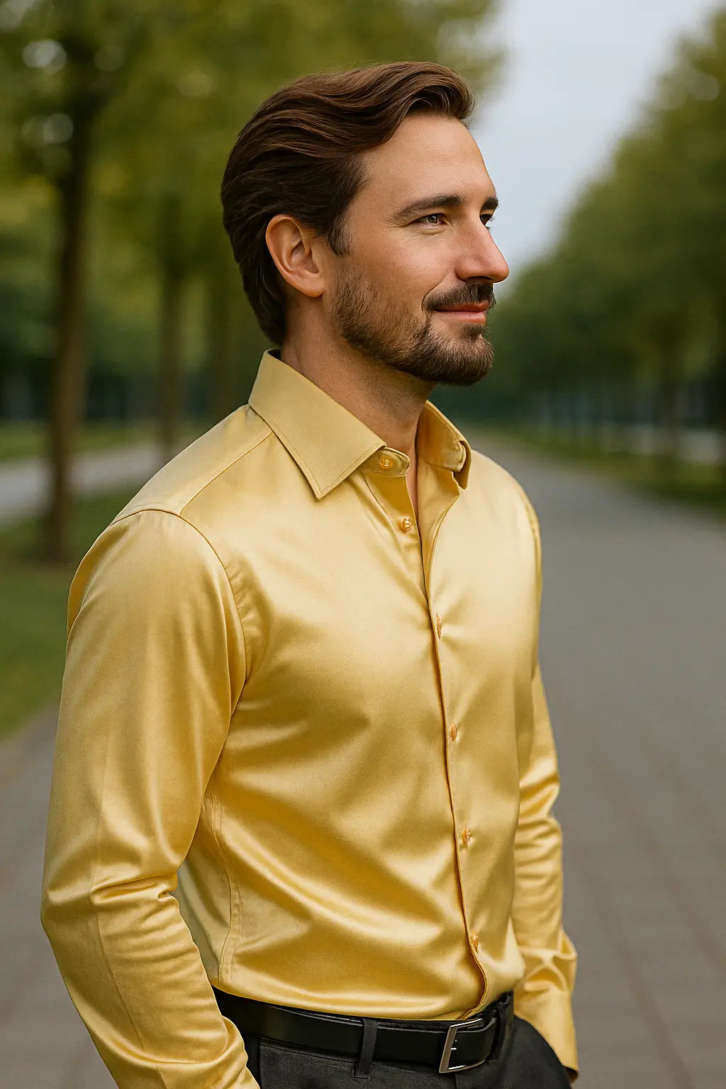 Heren Glanzend Satijn Luxe Overhemd VIQA© NEDERLAND