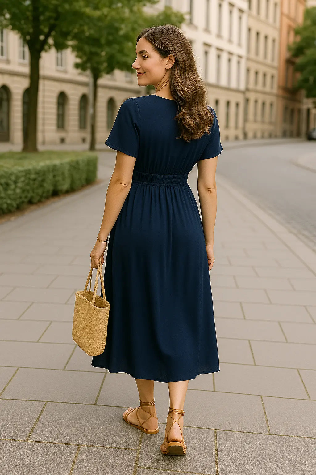 Dames Elegante Maxi Jurk, V-Hals Korte Mouw Effen Zomer Lange Strand Jurk | VIQA VIQA© NEDERLAND