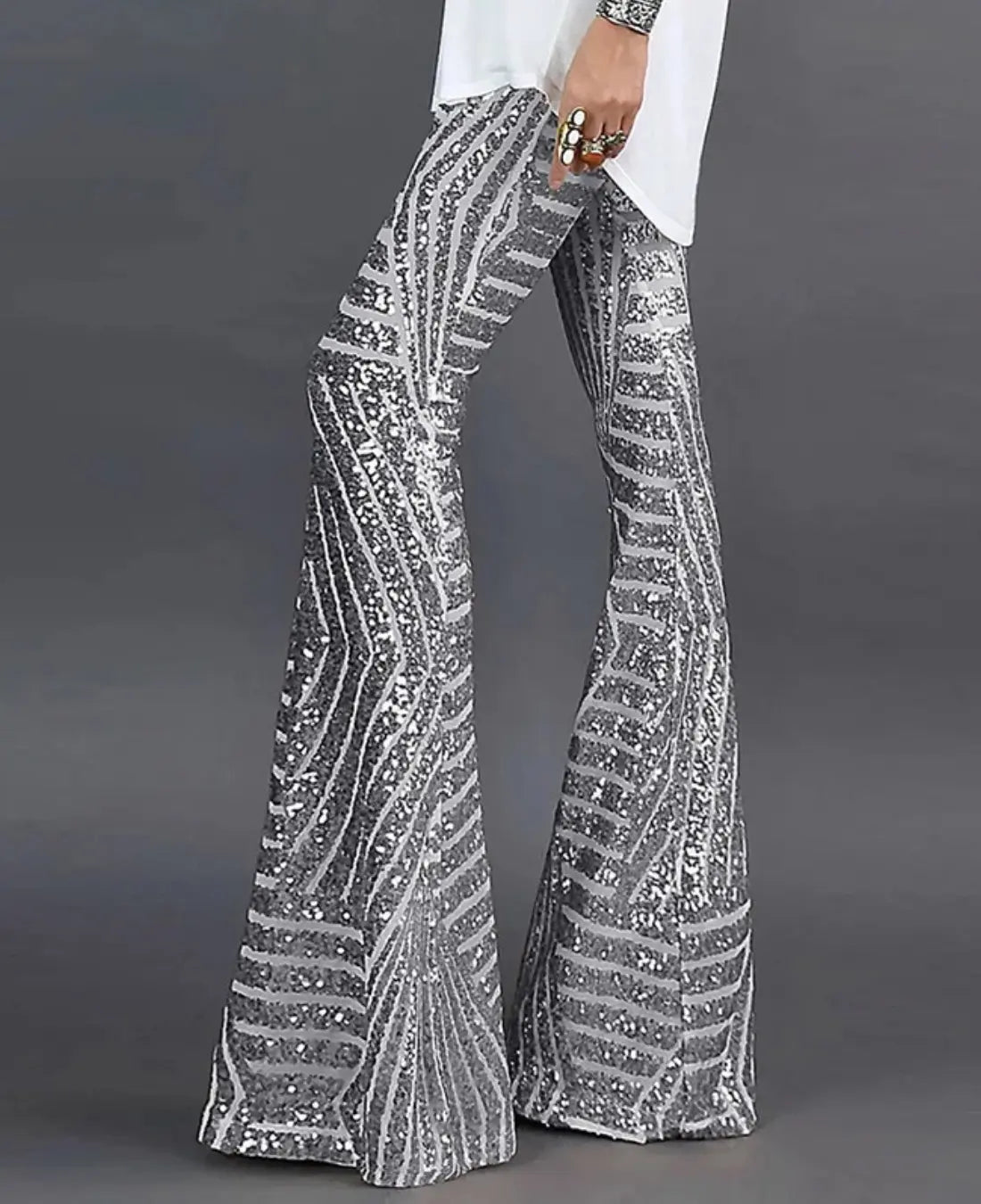 Zomerse Glitter Broek Voor Dames VIQA© NEDERLANDGrijs-2XL