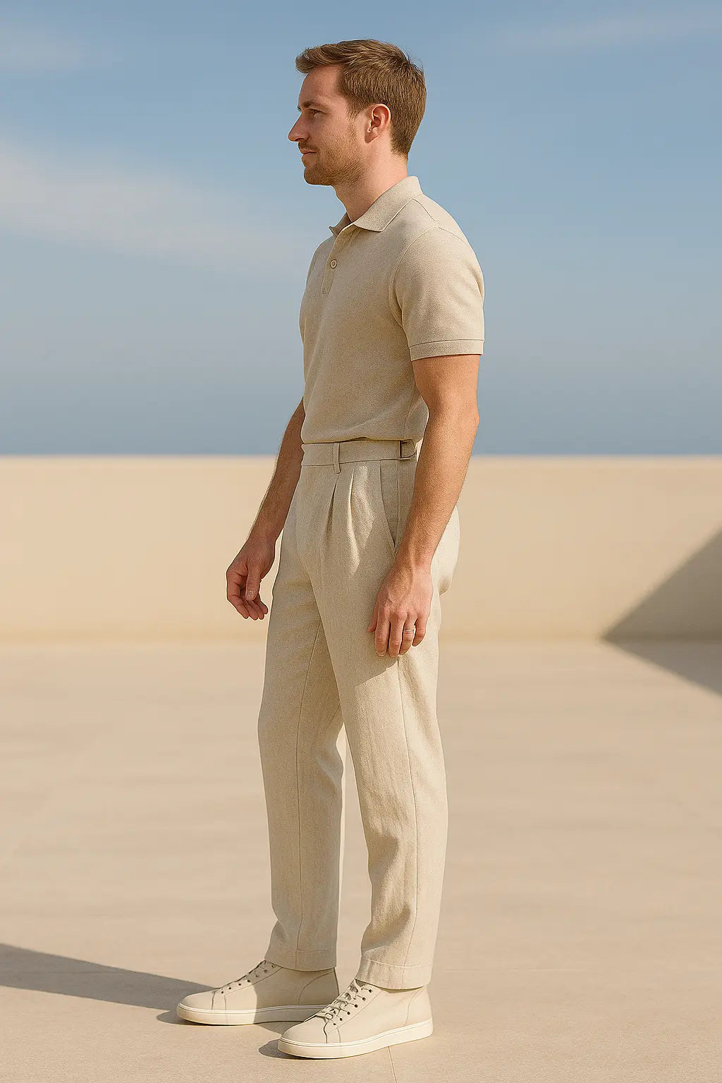 Heren Hoog Getailleerd Linnen Broek, Zomer Katoen Rechte Pasvorm, Retro Italiaanse Vrijetijdsbroek | VIQA VIQA© NEDERLAND