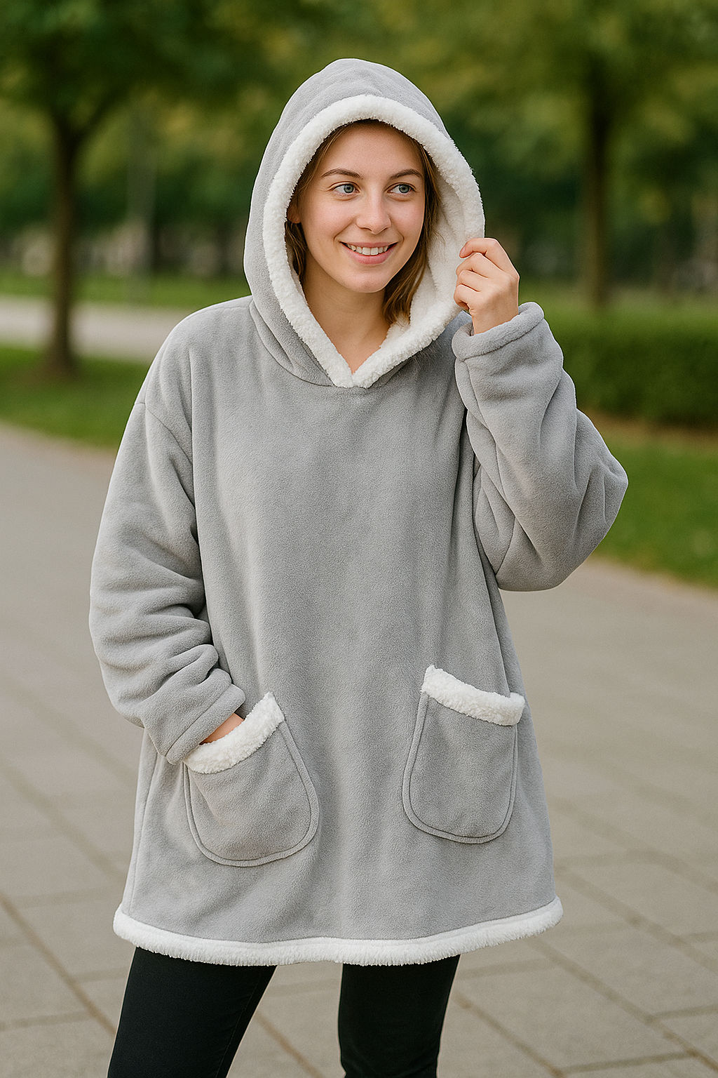 Hoodie-Deken Met Mouwen Voor Dames, Oversized Trui Met Zakken Van Winterfleece Met Ruitjesmotief | VIQA VIQA© NEDERLAND