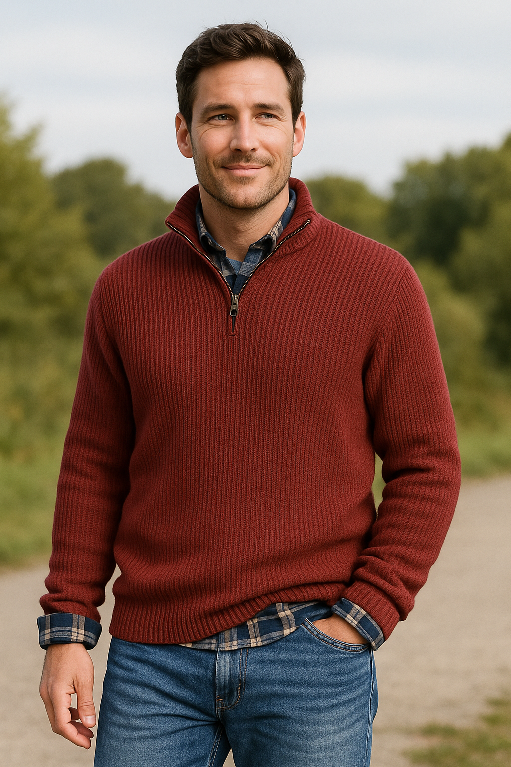 Heren V-hals Halve Rits Trui, Casual Losse Gebreide Pullover voor Herfst Winter Outdoor Werk | VIQA VIQA© NEDERLAND