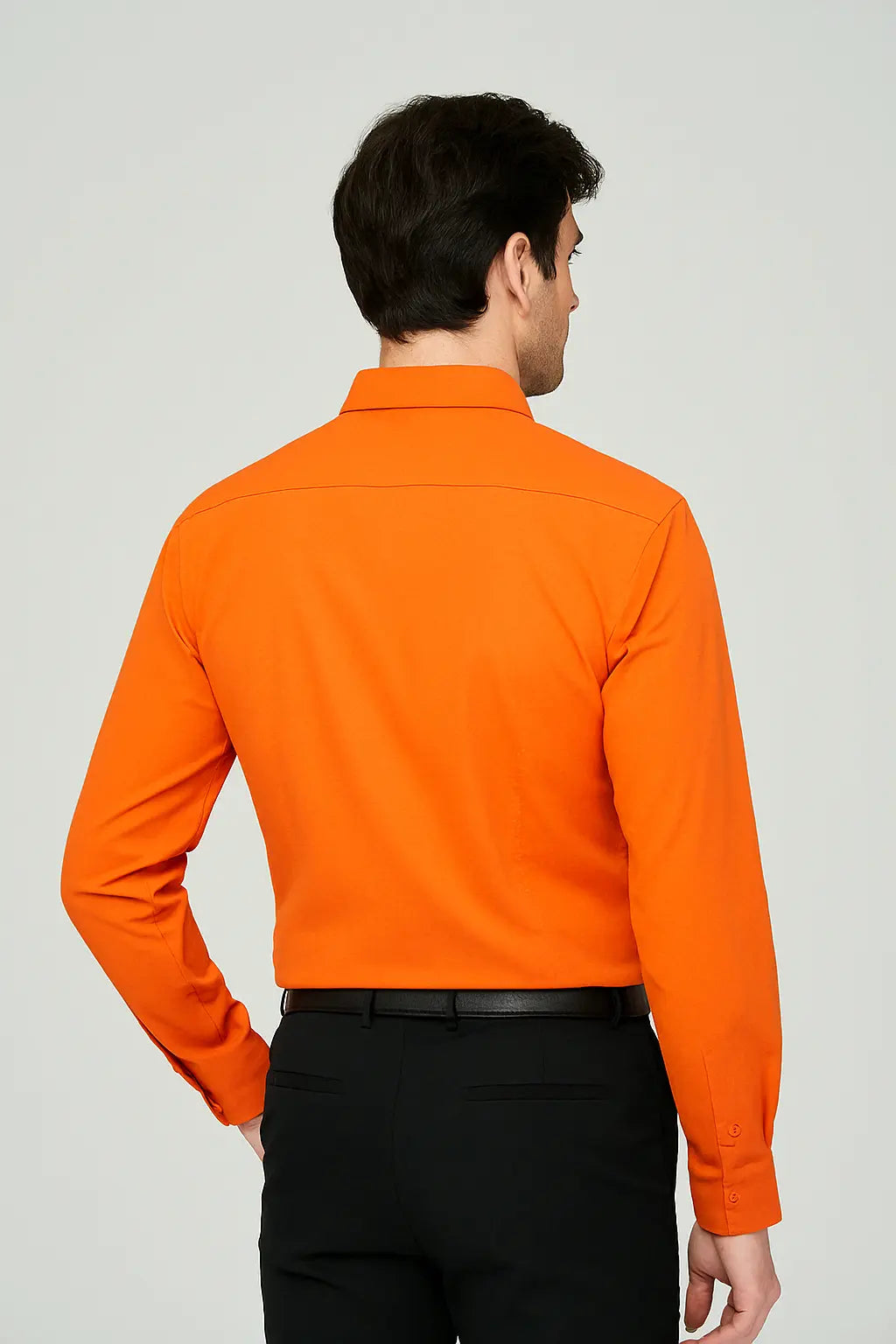 Elbert Heren Oranje Stretch Shirt Met Lange Mouwen VIQA© NEDERLAND