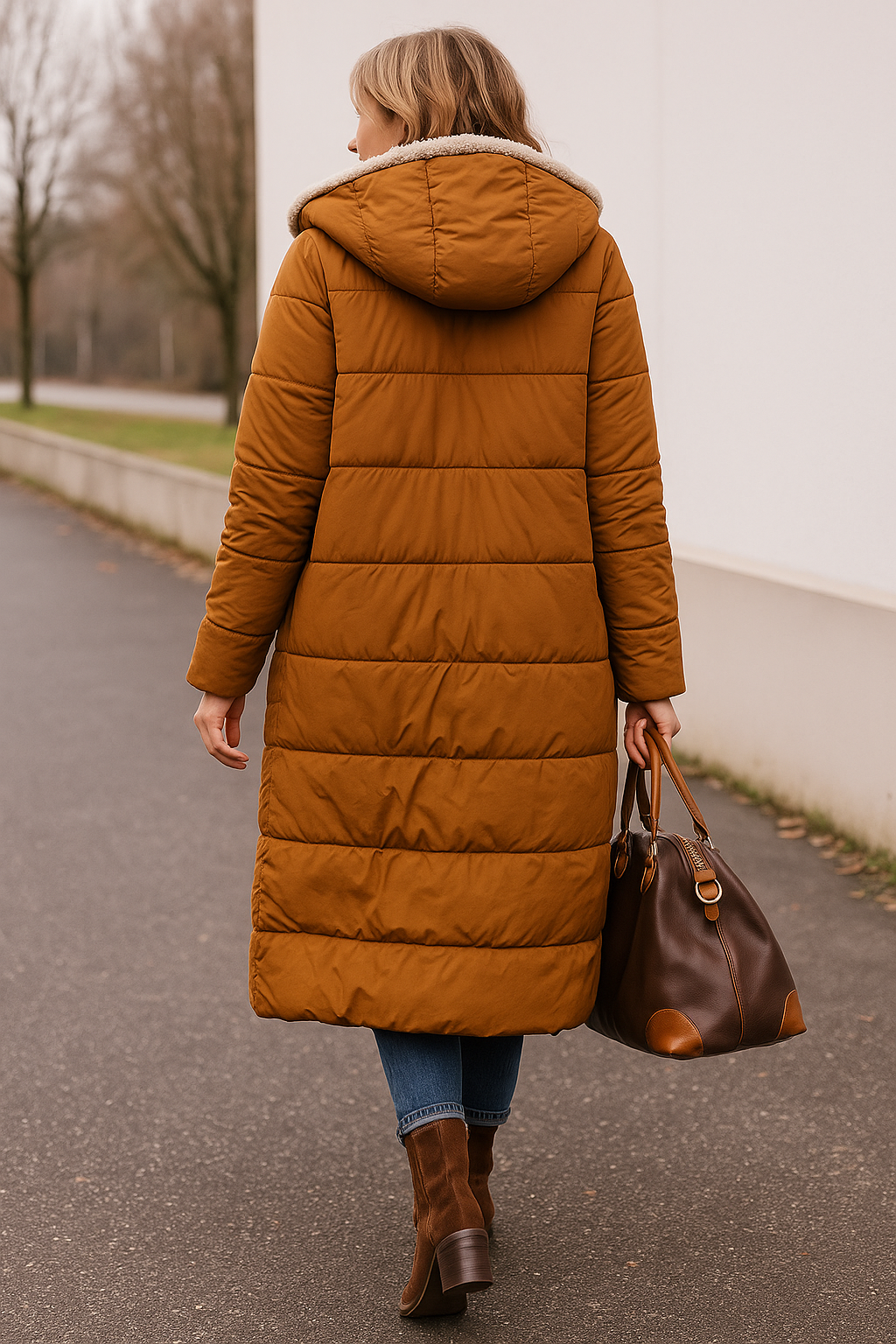 Dubbelzijdige Jas Met Capuchon Voor Dames, Lange Trendy Winterjas Voor Woon-Werkverkeer | VIQA VIQA© NEDERLAND