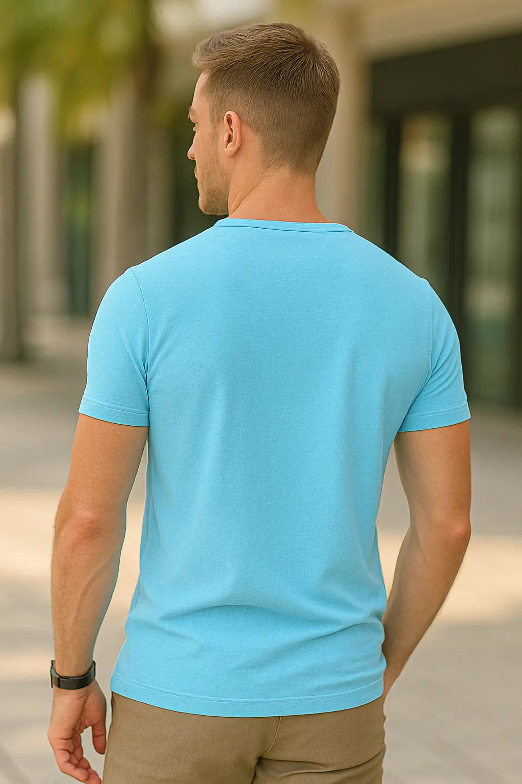 Slim Pasvorm T-Shirt Voor Heren, Effen Gekleurd Shirt Met Korte Mouwen, Casual Zomerpullover | VIQA VIQA© NEDERLAND