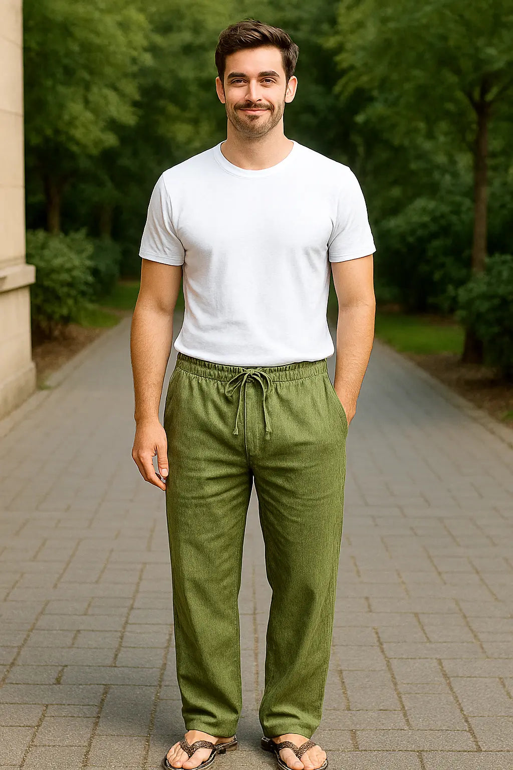 Heren Linnen Wijde Broek, Casual Broek, Lichtgewicht Zomer Sweatbroek | VIQA VIQA© NEDERLAND