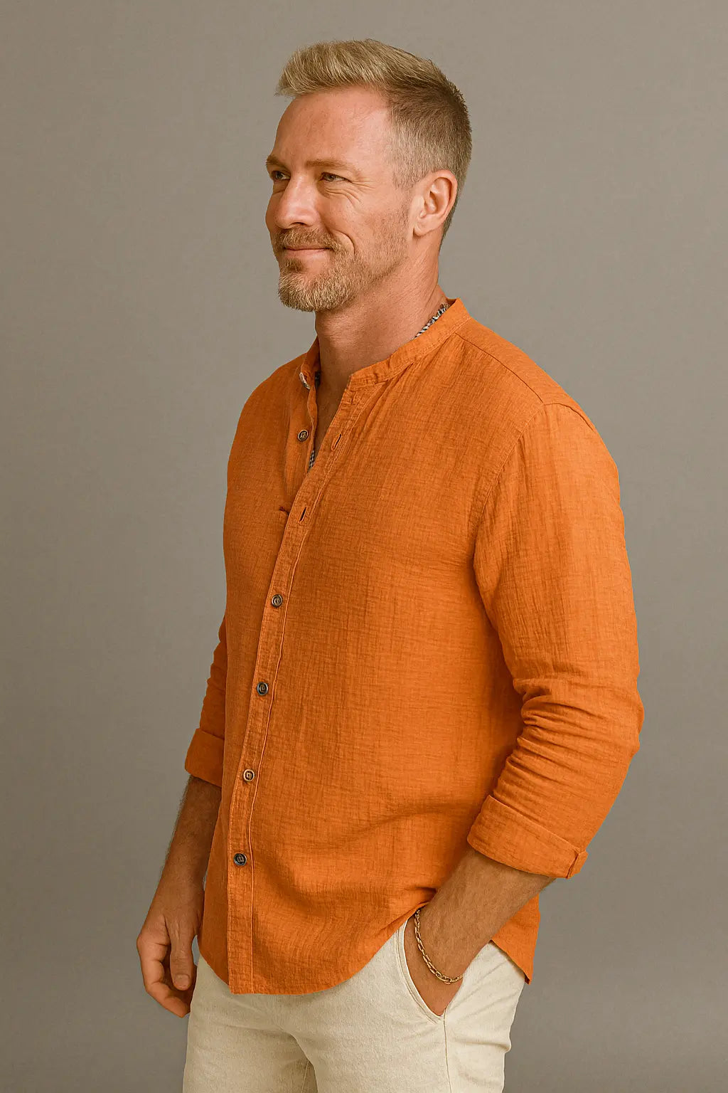 Steven Heren Oranje T Shirt Met Lange Mouwen VIQA© NEDERLAND