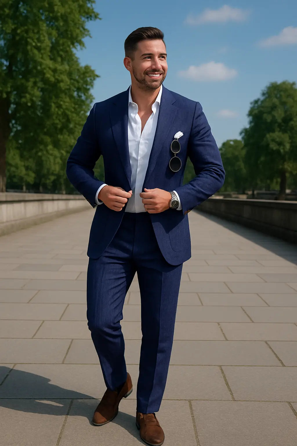 Linnen Herenset, Zomerdelige Tweedelige Blazer En broek, Casual Zakelijk Enkelknoops Kostuum | VIQA VIQA© NEDERLAND