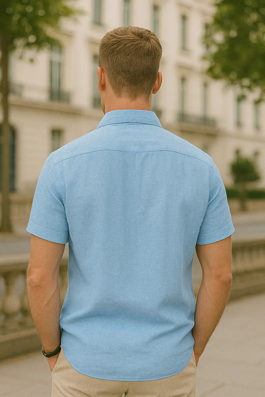 Heren Katoenen Linnen Shirt Met Korte Mouwen, Zomerse Casual Strandkleding, Effen Kleur Gedraaide Kraag | VIQA VIQA© NEDERLAND