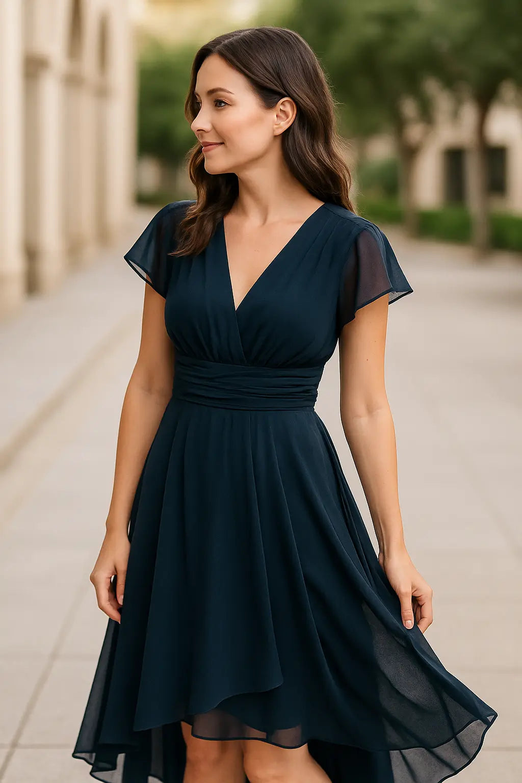 Dames Lange Zomerjurk, Chiffon V-Hals Hoge Taille Los Fit Maxi Dress, Elegant Fashion | VIQA VIQA© NEDERLAND