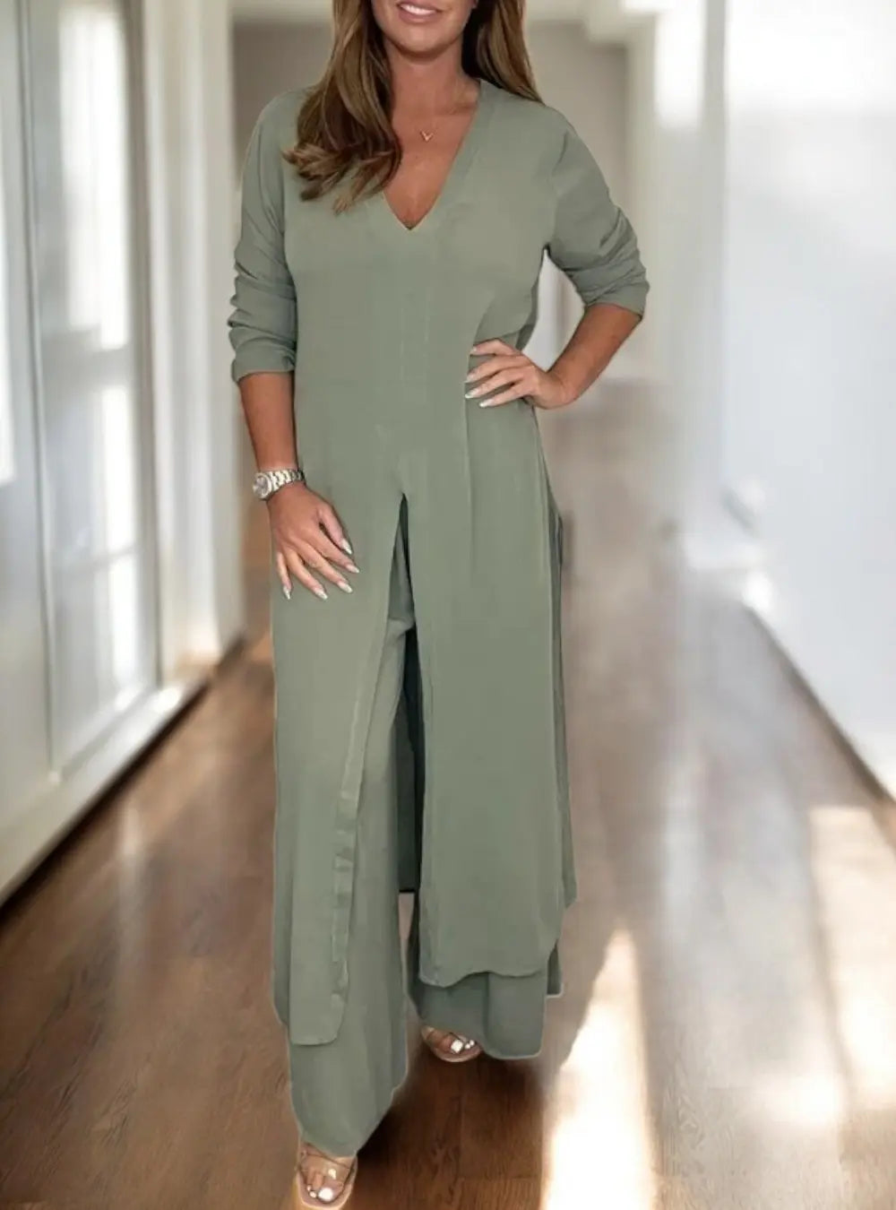 Alison 2 Delige Vestjurkenset VIQA© NEDERLANDGroen-2XL