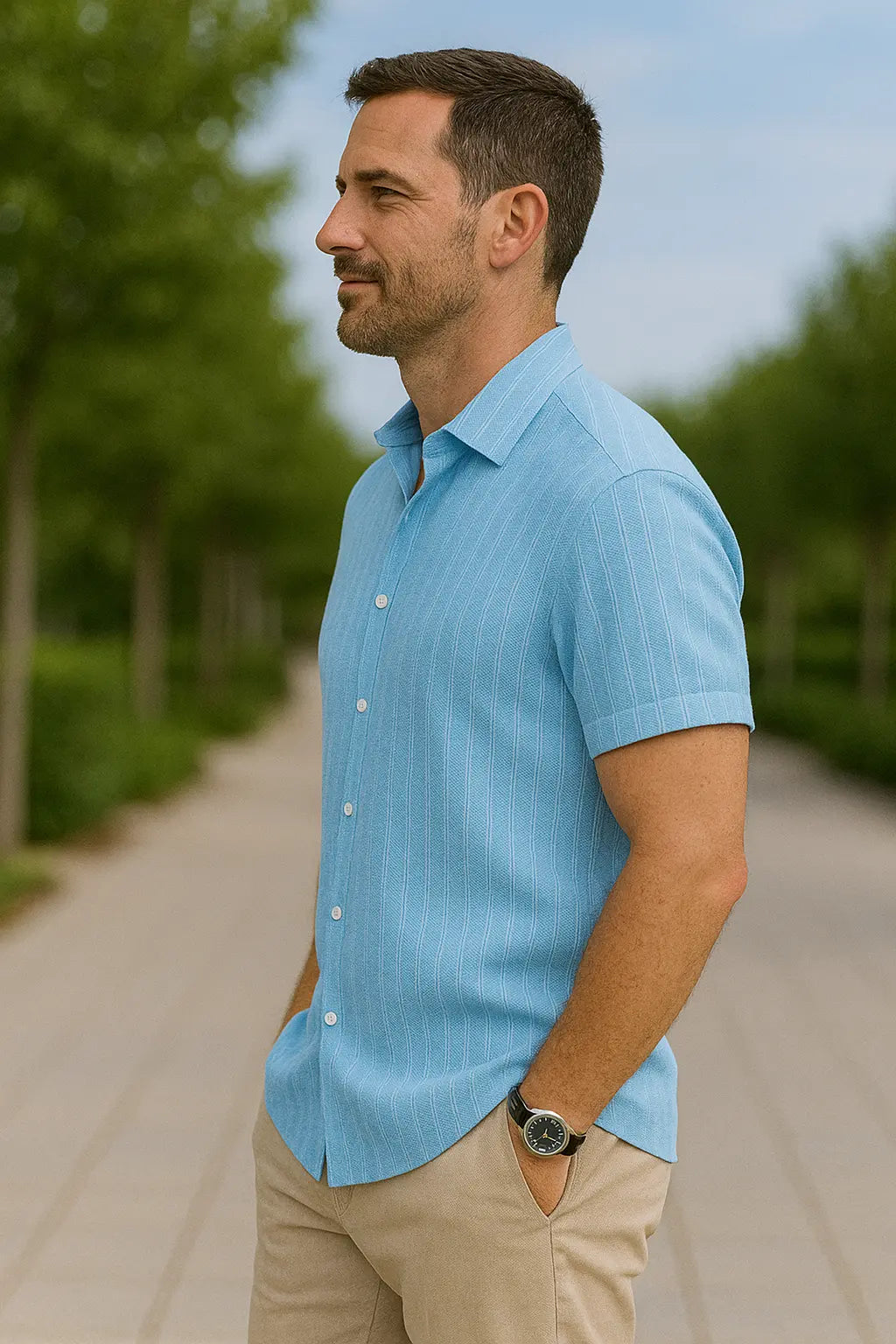 Heren Gestreept Shirt, Korte Mouwen, Losse Pasvorm, Casual Veelkleurige Zomertop | VIQA VIQA© NEDERLAND