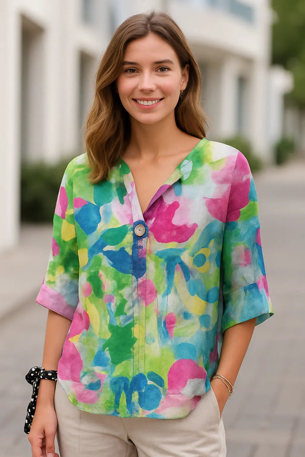 Damesbloemenblouse, Knoopshirt Met Lange Mouwen, Elegante Losse Kantoortop, Casual Kleding | VIQA VIQA© NEDERLAND