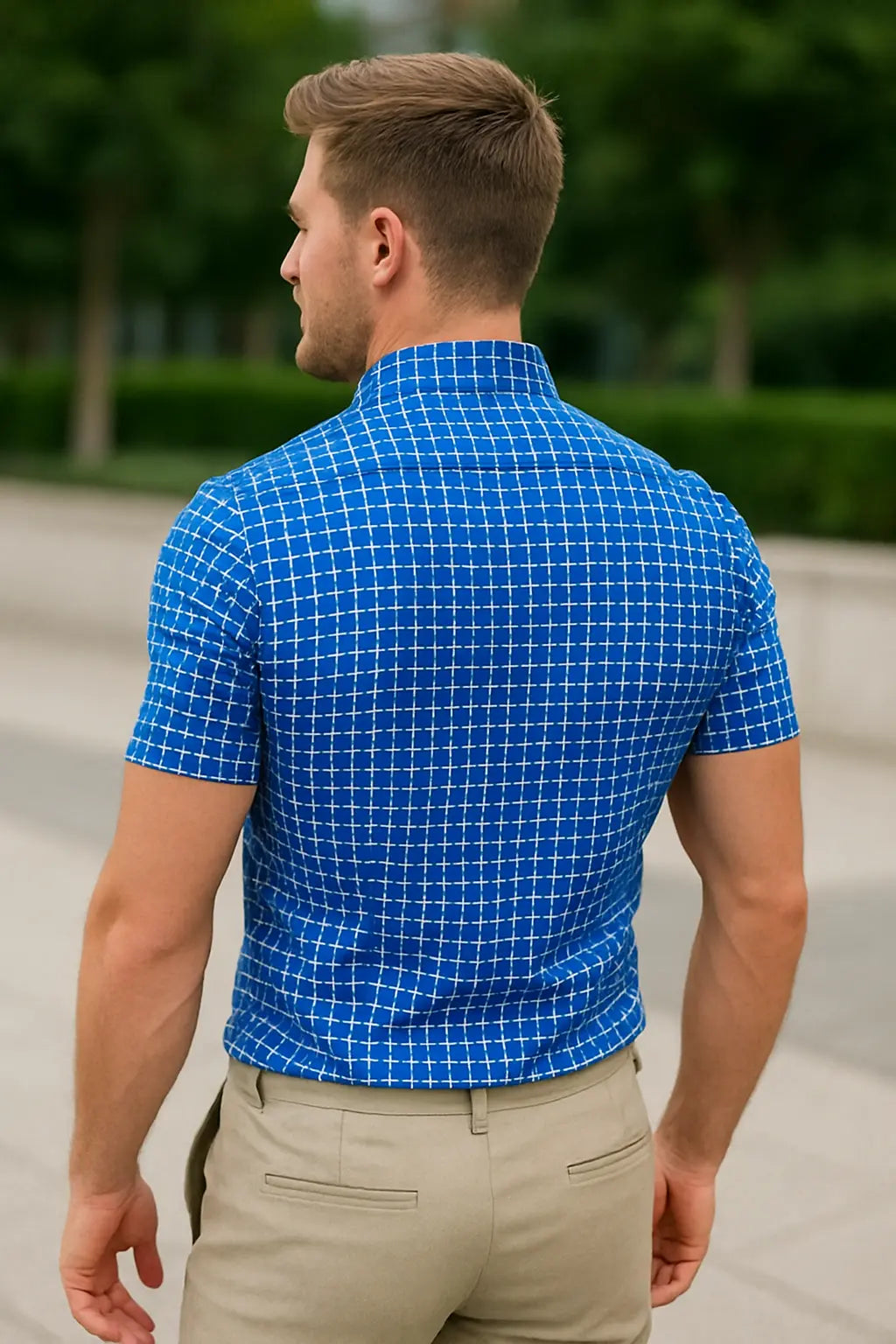 Heren Zomer Geruit Shirt, Korte Mouwen Casual Knop Omhoog, Lichtgewicht Mode Top | VIQA VIQA© NEDERLAND