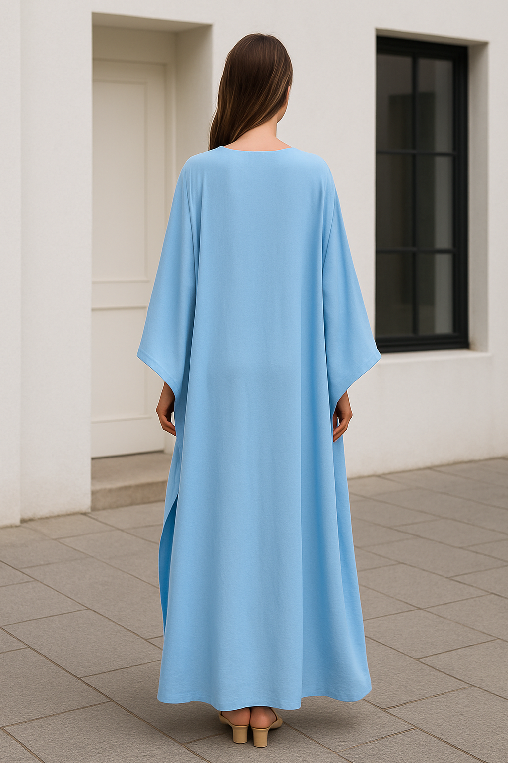 Satijnen Maxi Jurk Voor Dames, Elegante Losse Pasvorm Ronde Hals Vleermuismouwen Herfstfeest Abaya Robe | VIQA VIQA© NEDERLAND