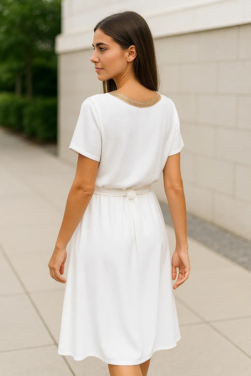 Dames Elegante Kant Midi Jurk, Korte Mouw V-Hals Zomerjurk Met Kant Split Stijl | VIQA VIQA© NEDERLAND