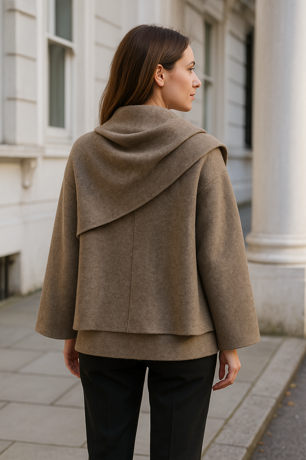 Elegante Dames Vest, Jas Met Lange Mouwen En Sjaal, Warm Herfst- En Winter Model Voor Woon-Werkverkeer | VIQA VIQA© NEDERLAND