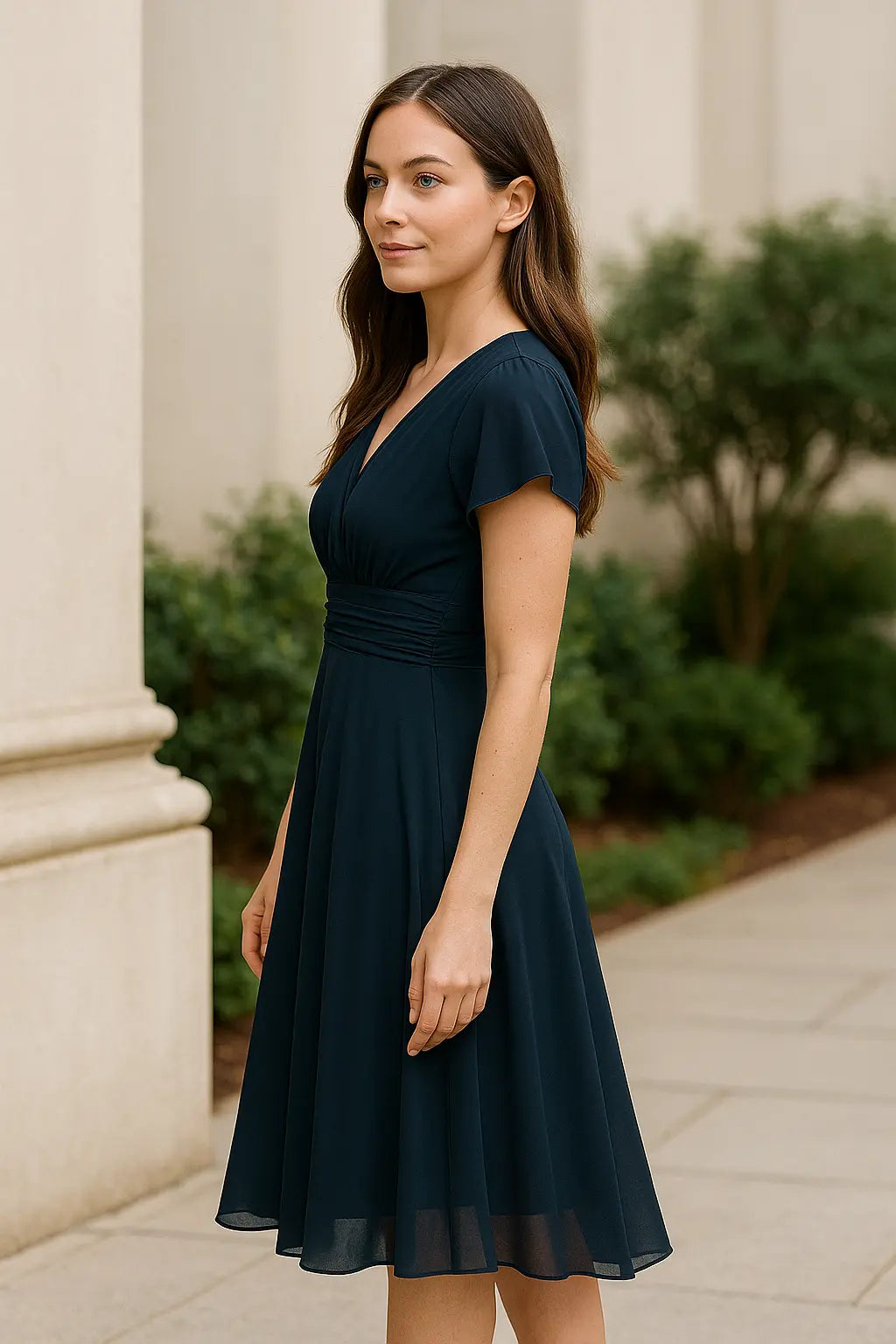 Dames Zomer Chiffon Maxi Jurk, V-Hals Hoge Taille Los Fit, Lichtgewicht Elegante Lange Jurk | VIQA VIQA© NEDERLAND