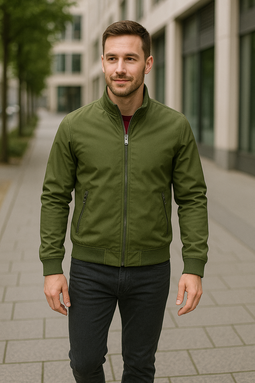 Heren Winterjas, Effen Kleur Casual Staande Kraag Bomber, Herfst Slim Fit Bovenkleding | VIQA VIQA© NEDERLAND