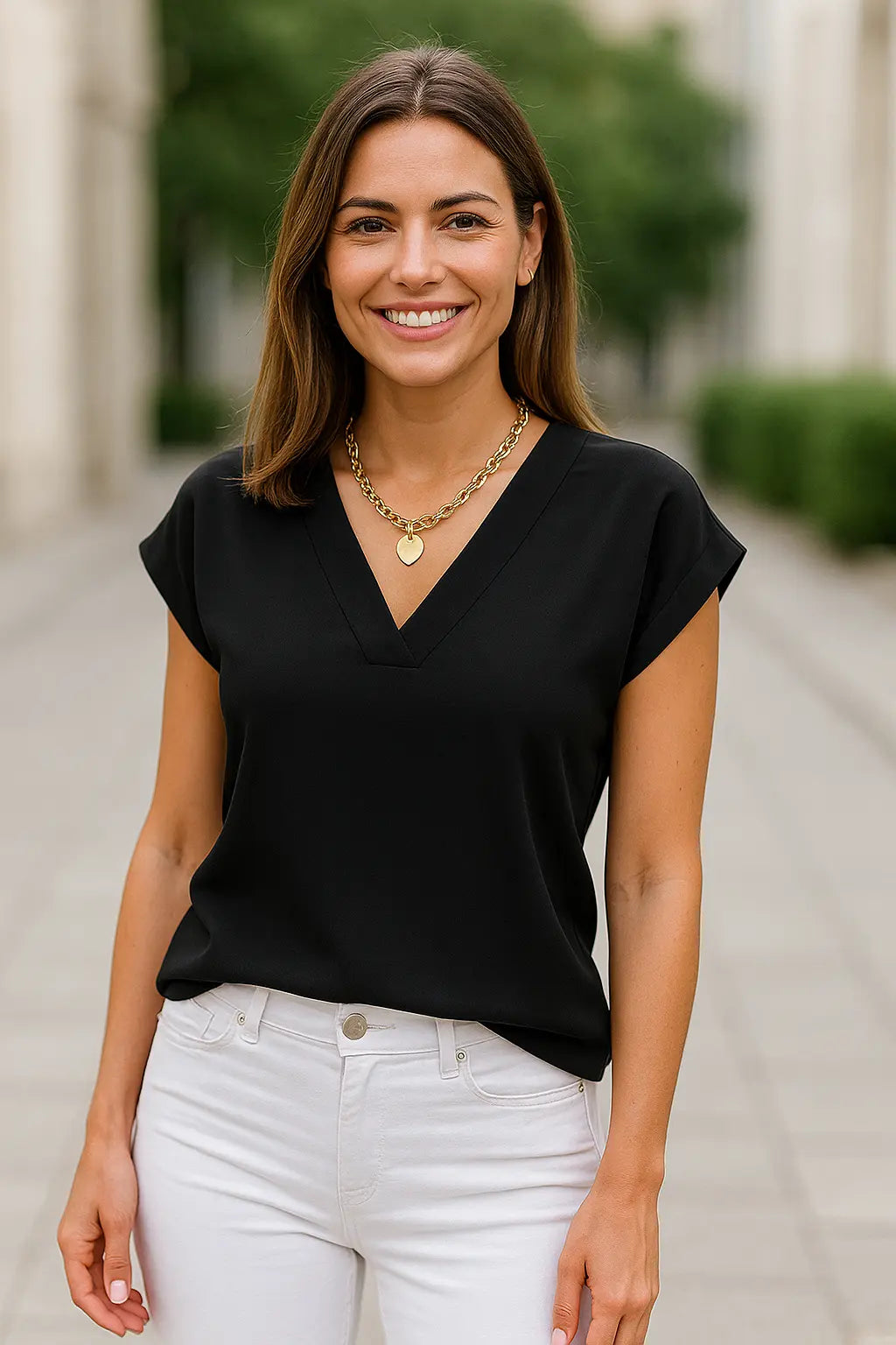 Dames Zomer Geplooide Blouse, Korte Mouwen Patchwork Slim Pasvorm Overhemd, Chique Casual Werkkleding | VIQA VIQA© NEDERLAND