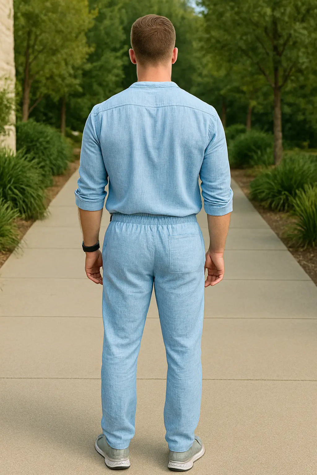 Linnen Herenbroek, Zomerse Ademende Casual Broek, Effen Kleur, Elastische Taille VIQA VIQA© NEDERLAND