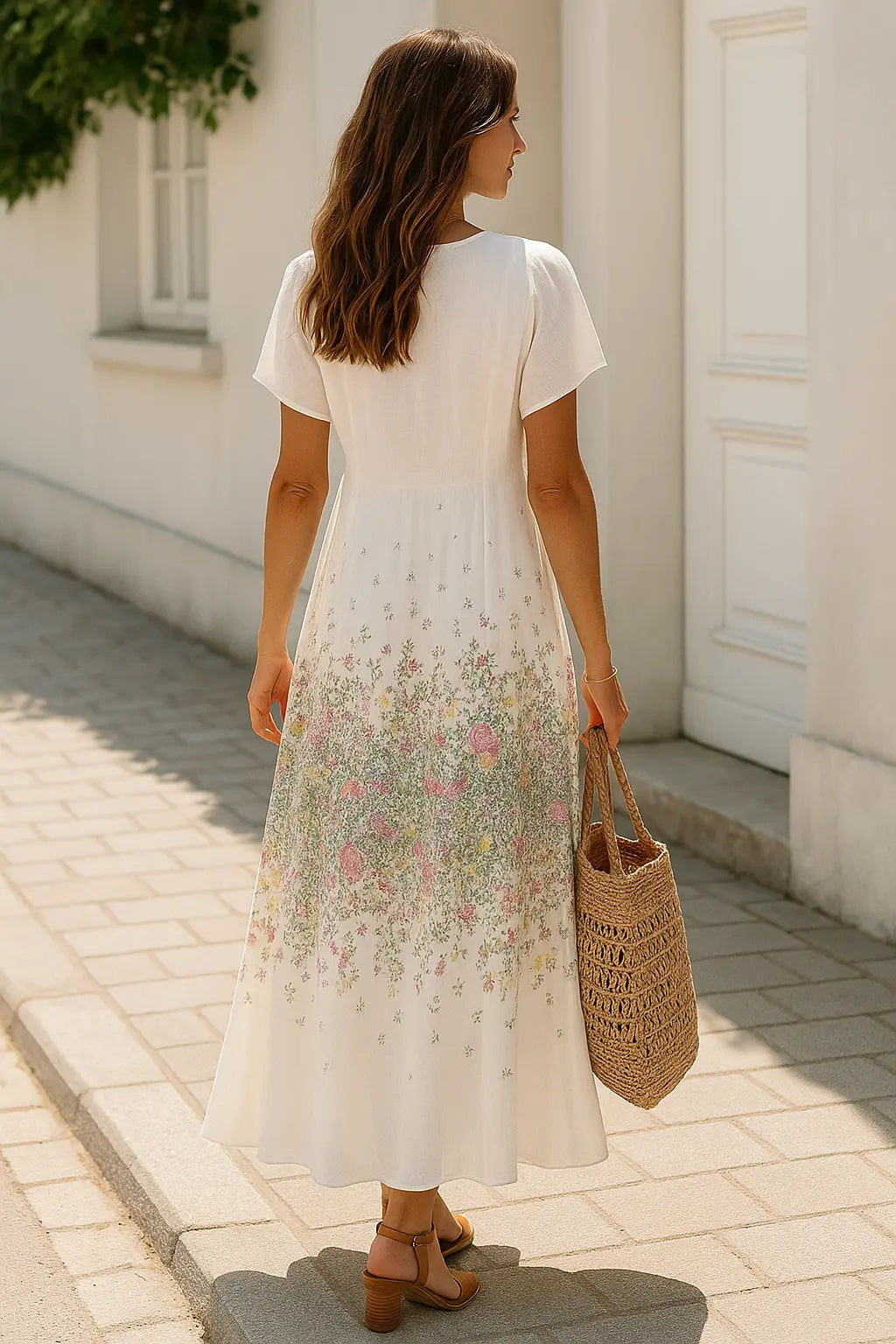 Dames Zomerjurk Met Bloemen V-Hals, Casual Boho Vakantiejurk Met Korte Mouwen En Kwastjes | VIQA VIQA© NEDERLAND