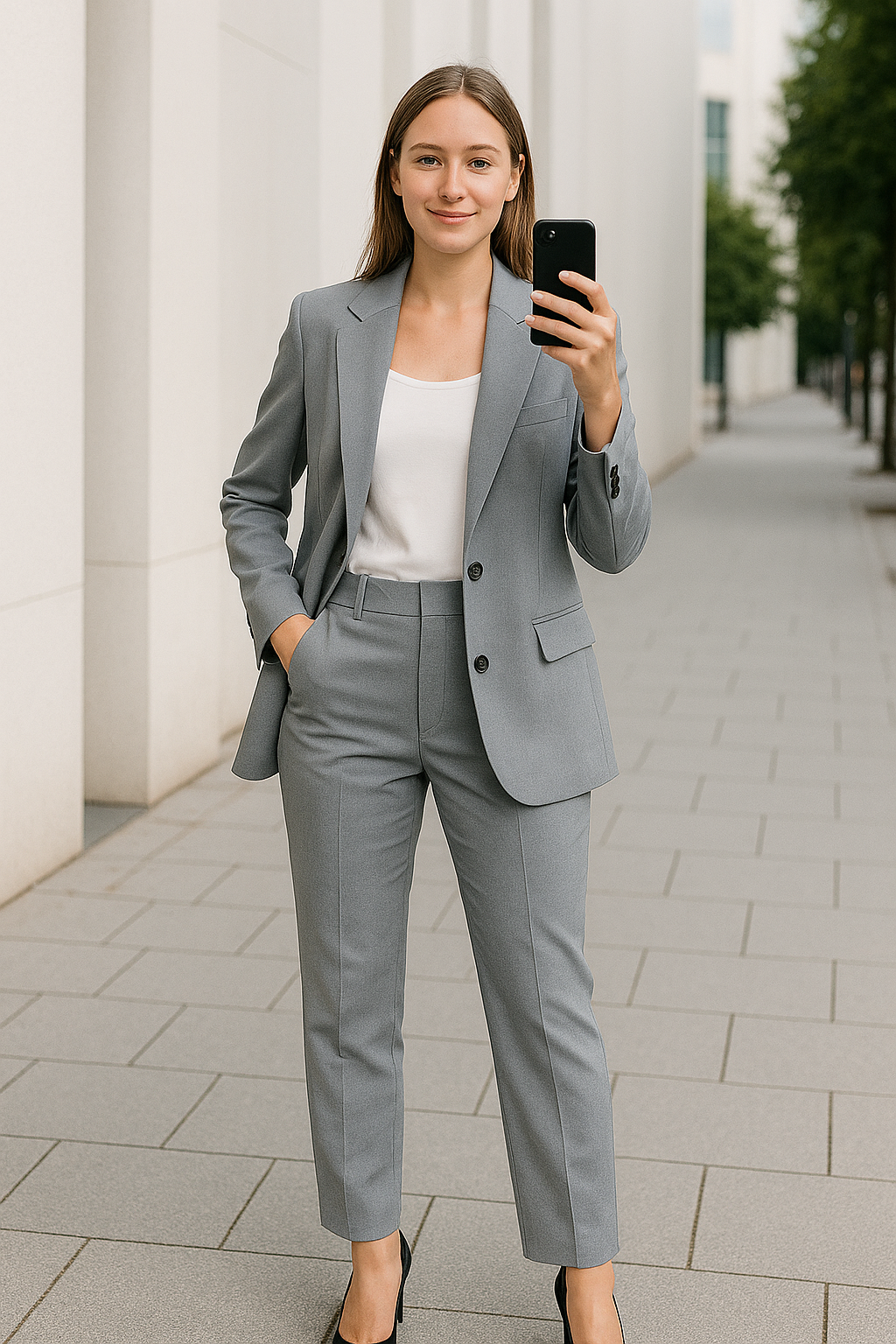 Slim Pasvorm Vestpak Voor Dames, Elegante Effen Kleur Temperament Kantooroutfit | VIQA VIQA© NEDERLAND