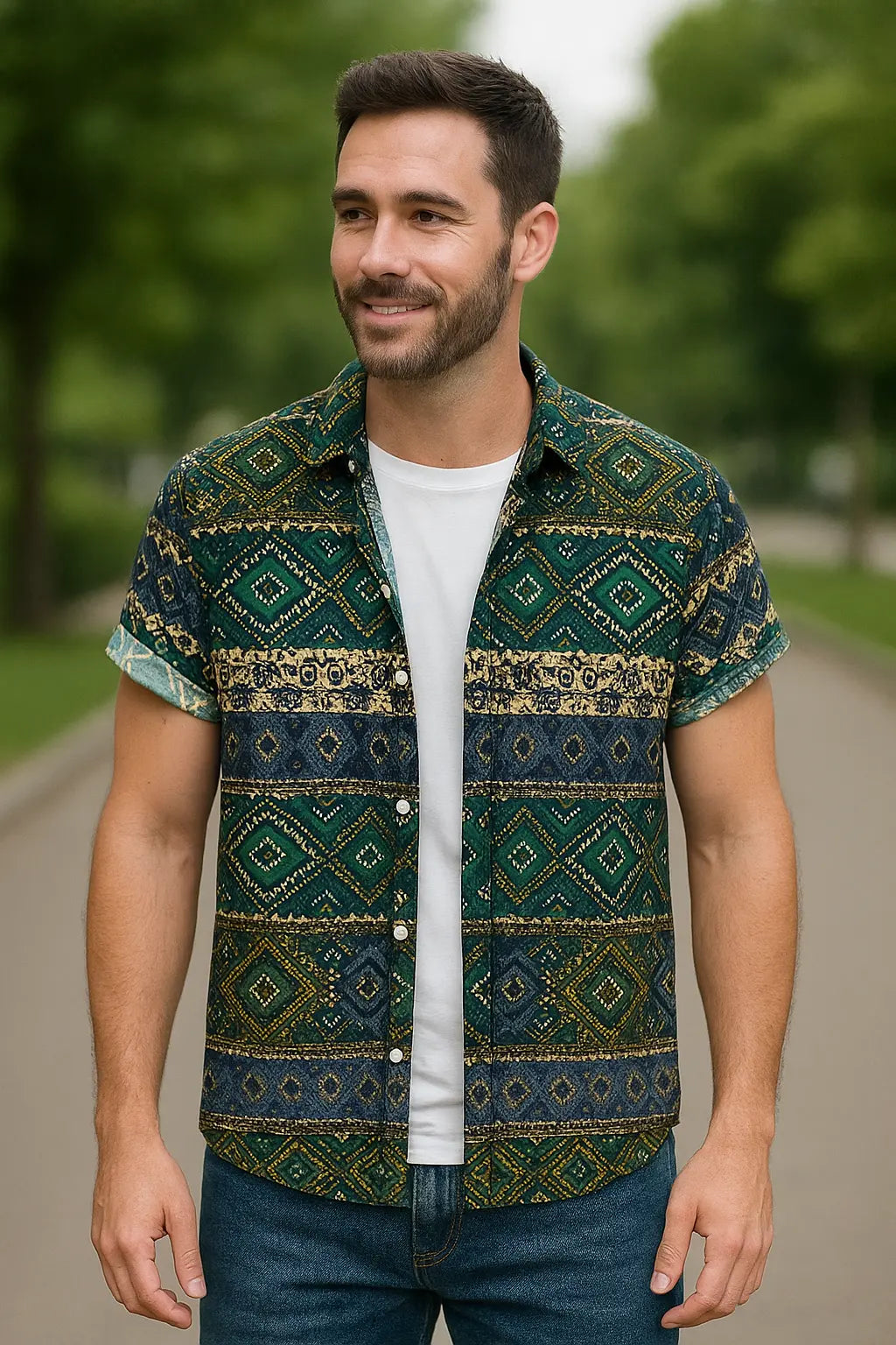 Heren Zomer Overhemd, Etnische Stijl Korte Mouwen Casual Loszittend Ademend Hawaiiaans Overhemd | VIQA VIQA© NEDERLAND