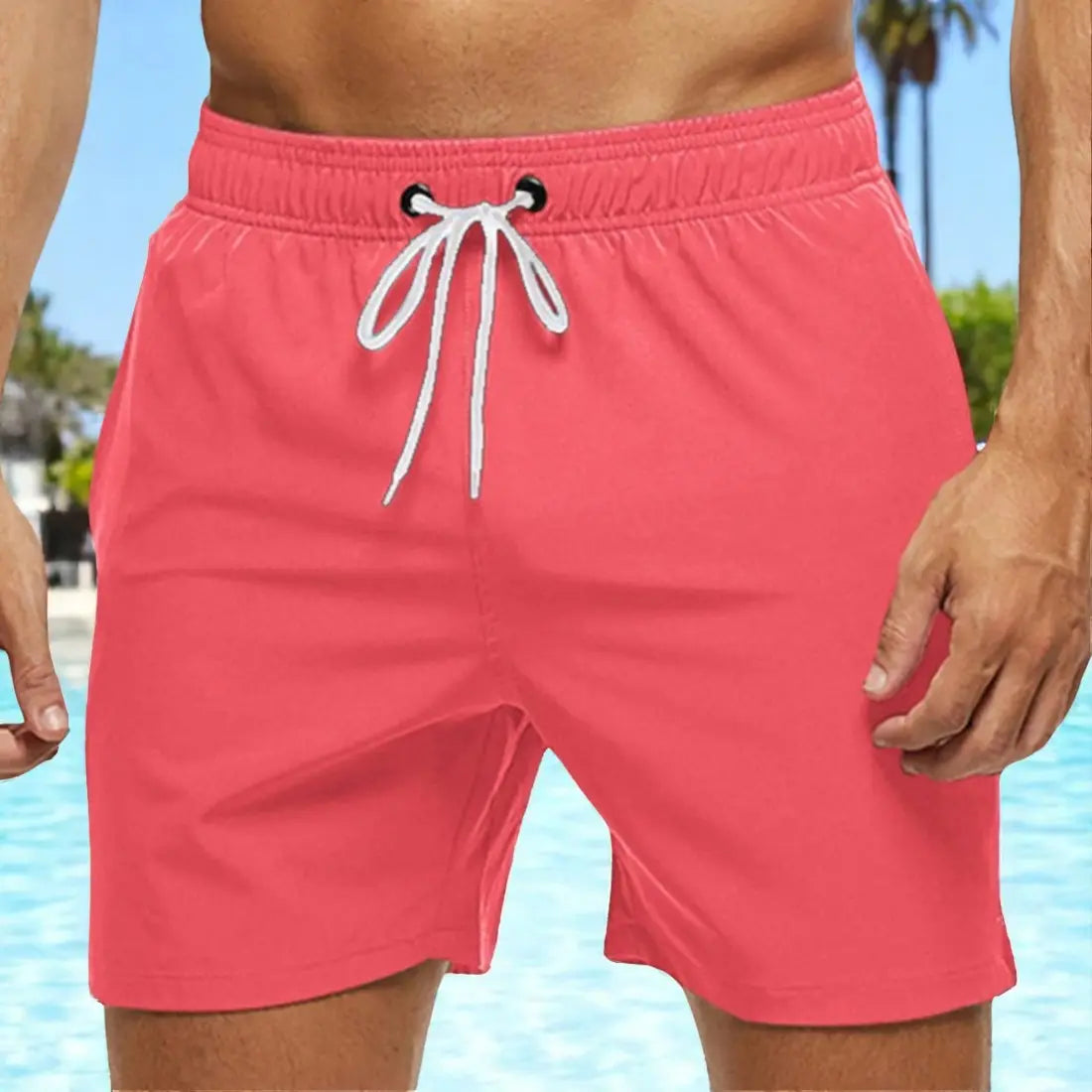 Heren Zwembroek Met Koord, Ademende Sneldroge Strandshort, Lichtgewicht Zwemkleding | VIQA VIQA© NEDERLANDRood-2XL