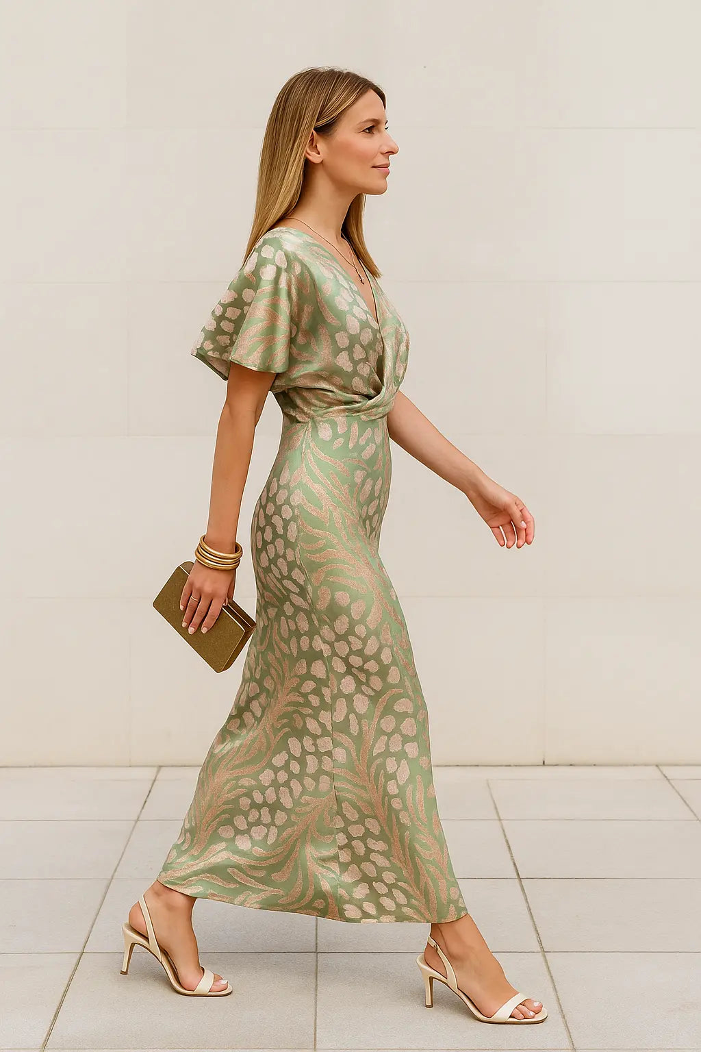 Dames Bodycon Jurk, Sexy V-Hals Jurk Met Print, Korte Mouwen, Gedraaide Taille En Lange Zomerjurk | VIQA VIQA© NEDERLAND