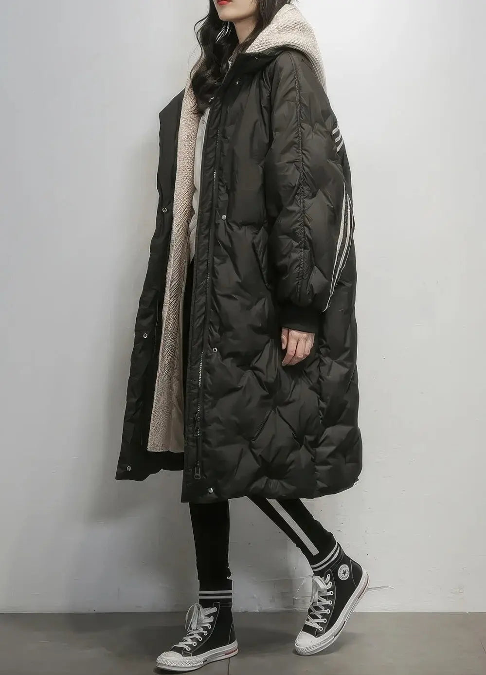 Witte Eendendonsjas Met Capuchon Voor Dames VIQA© NEDERLANDZwart-L