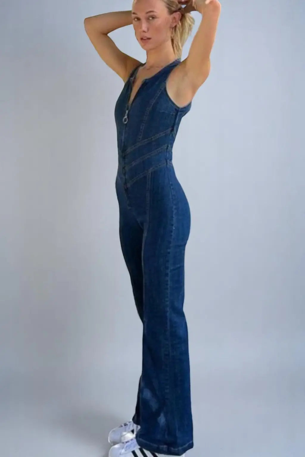 Brooke Dames Denim Jumpsuit Met Rits VIQA© NEDERLAND
