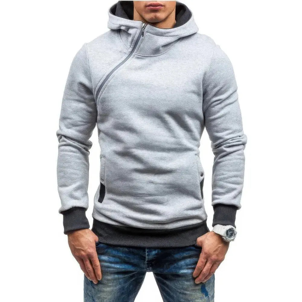 Heren Slim Trui Diagonale Rits Hoodie VIQA© NEDERLANDWit-XXL