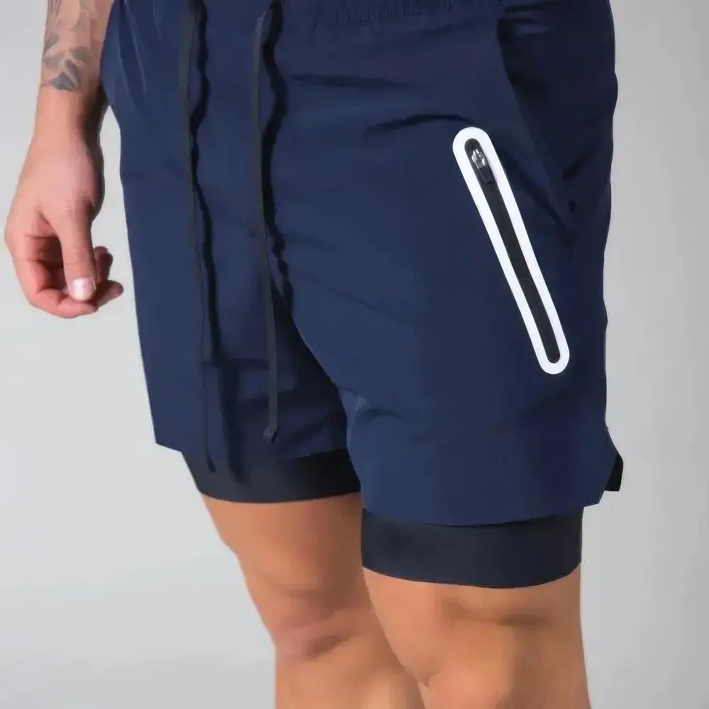 Heren Korte Broek met Dubbele Laag Voor Fitnesstraining VIQA© NEDERLANDBlauw-XXL