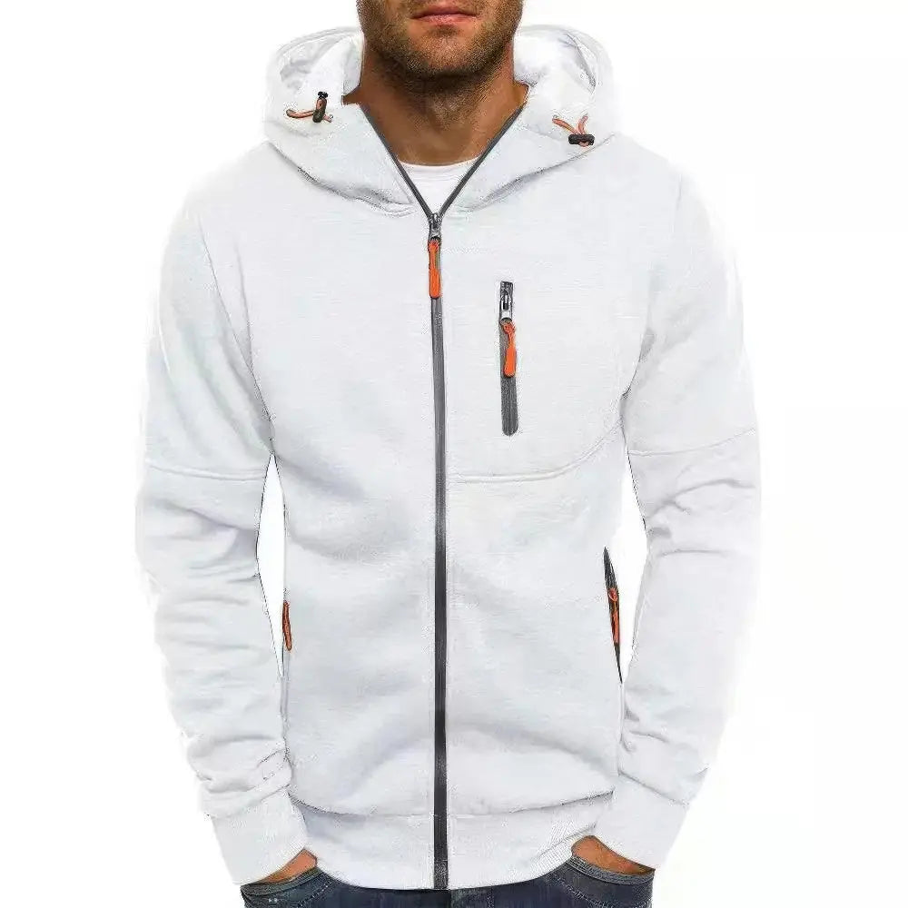 Comfortabel Heren Vest Hoodie Met Rits VIQA© NEDERLANDWit-3XL