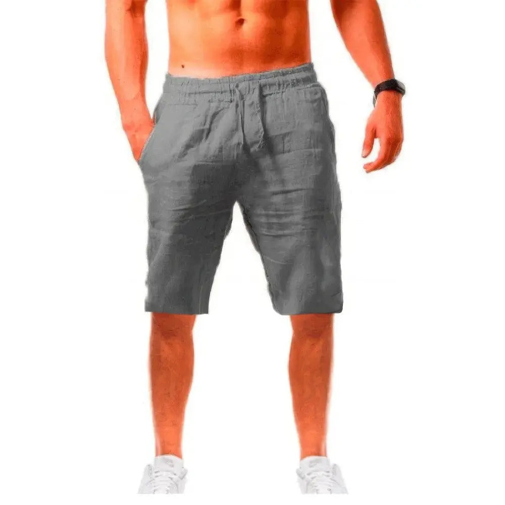 Heren Fitness Katoenen Linnen Korte Broek VIQA© NEDERLANDGrijs-3XL