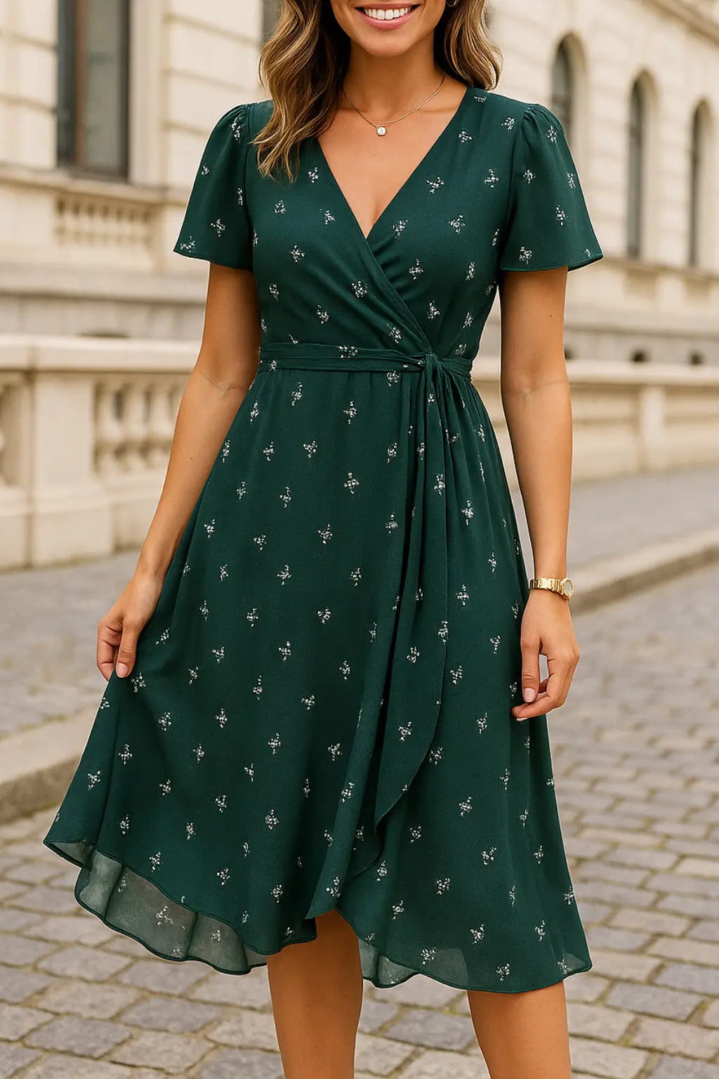 Dames Zomer Bloemen A-Lijn Jurk, Korte Mouwen Los Fit Lange Maxi Jurk Met Stippen | VIQA VIQA© NEDERLAND