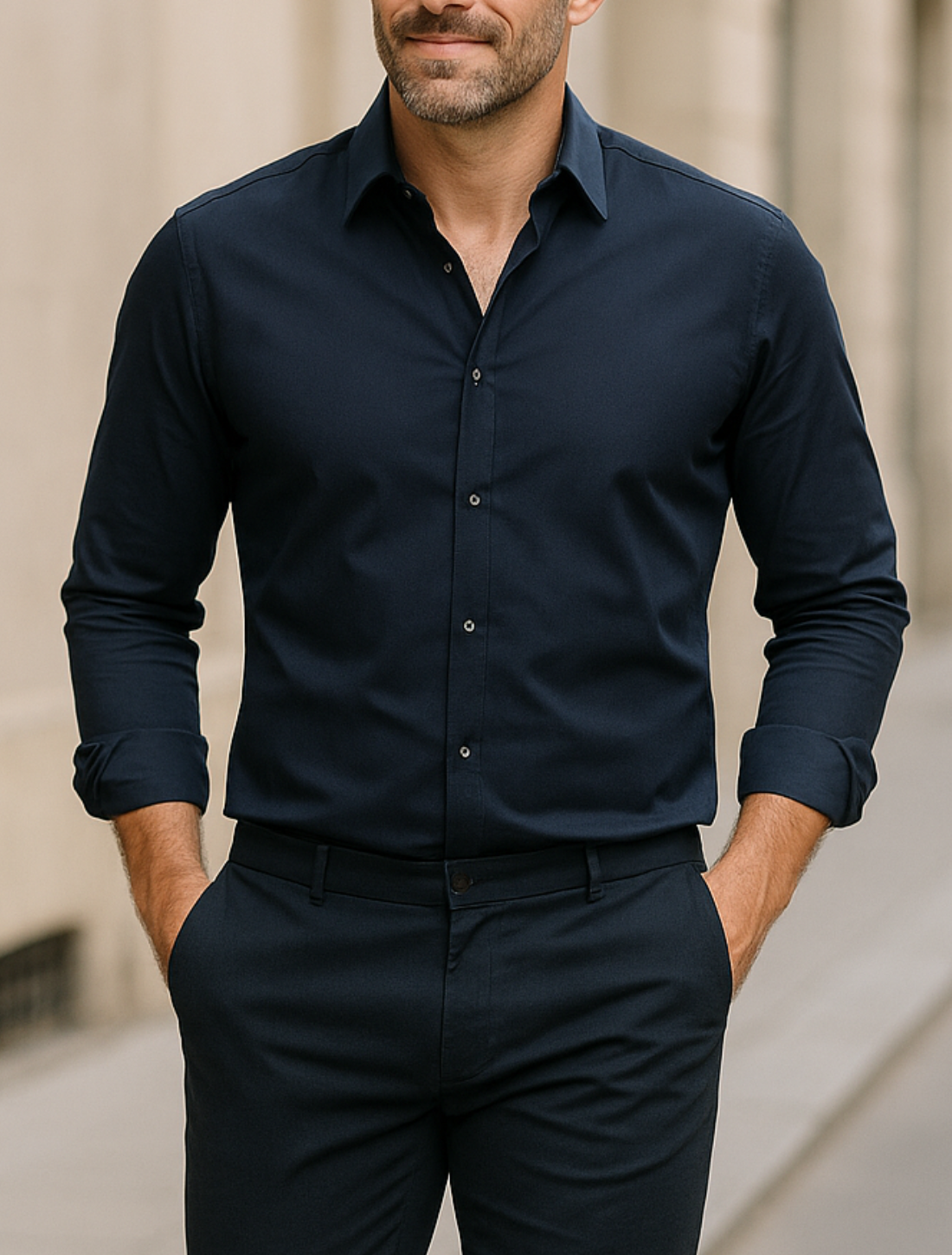 Slim Pasvorm Herenoverhemd, Casual Effen Kleur Met Lange Mouwen En Ritssluiting | VIQA VIQA© NEDERLAND