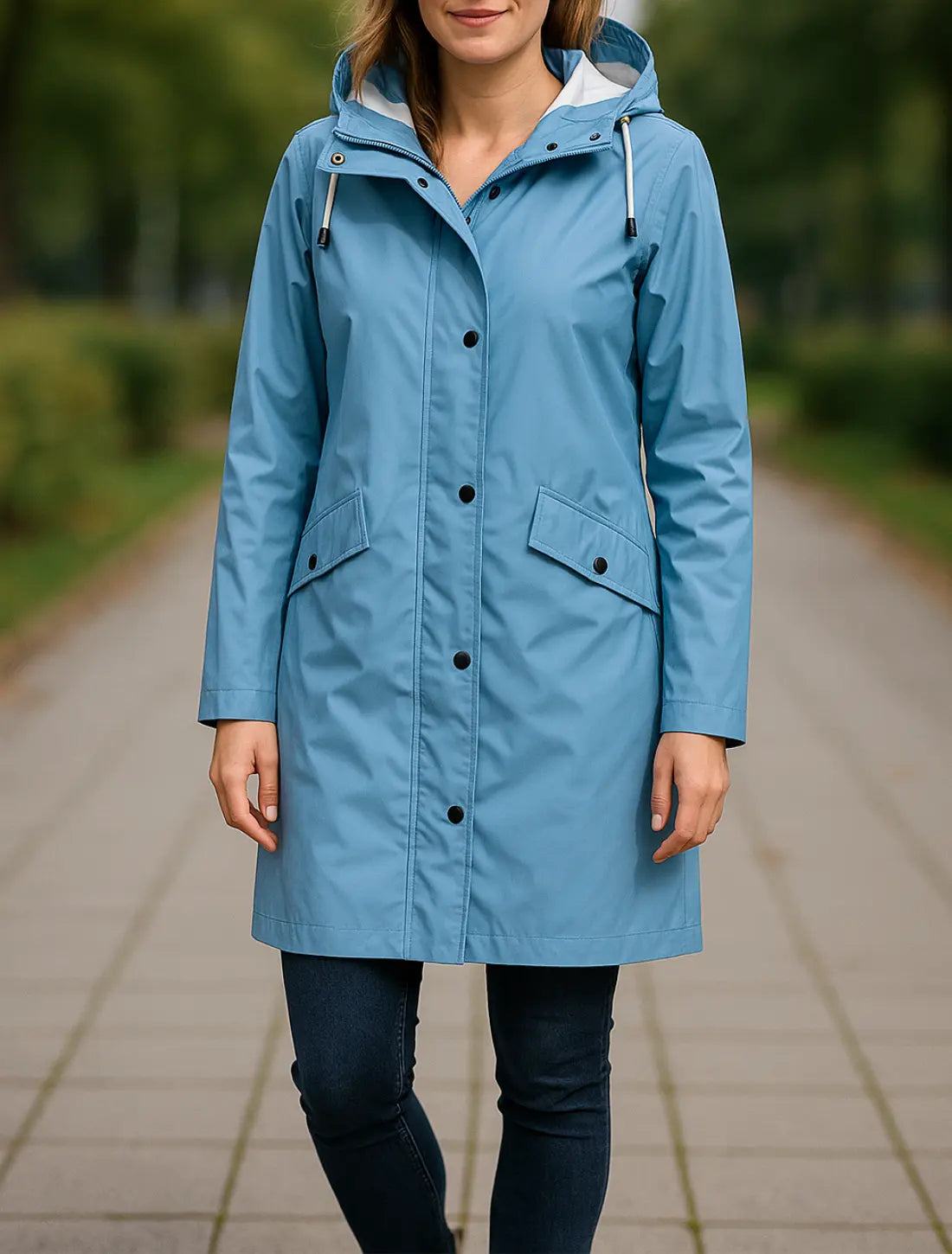 Waterdichte Regenjas Voor Dames, Lange Winddichte Wandeljas Met Capuchon, Warme Casual Kleding Voor Buiten | VIQA VIQA© NEDERLANDBlauw / 2XL