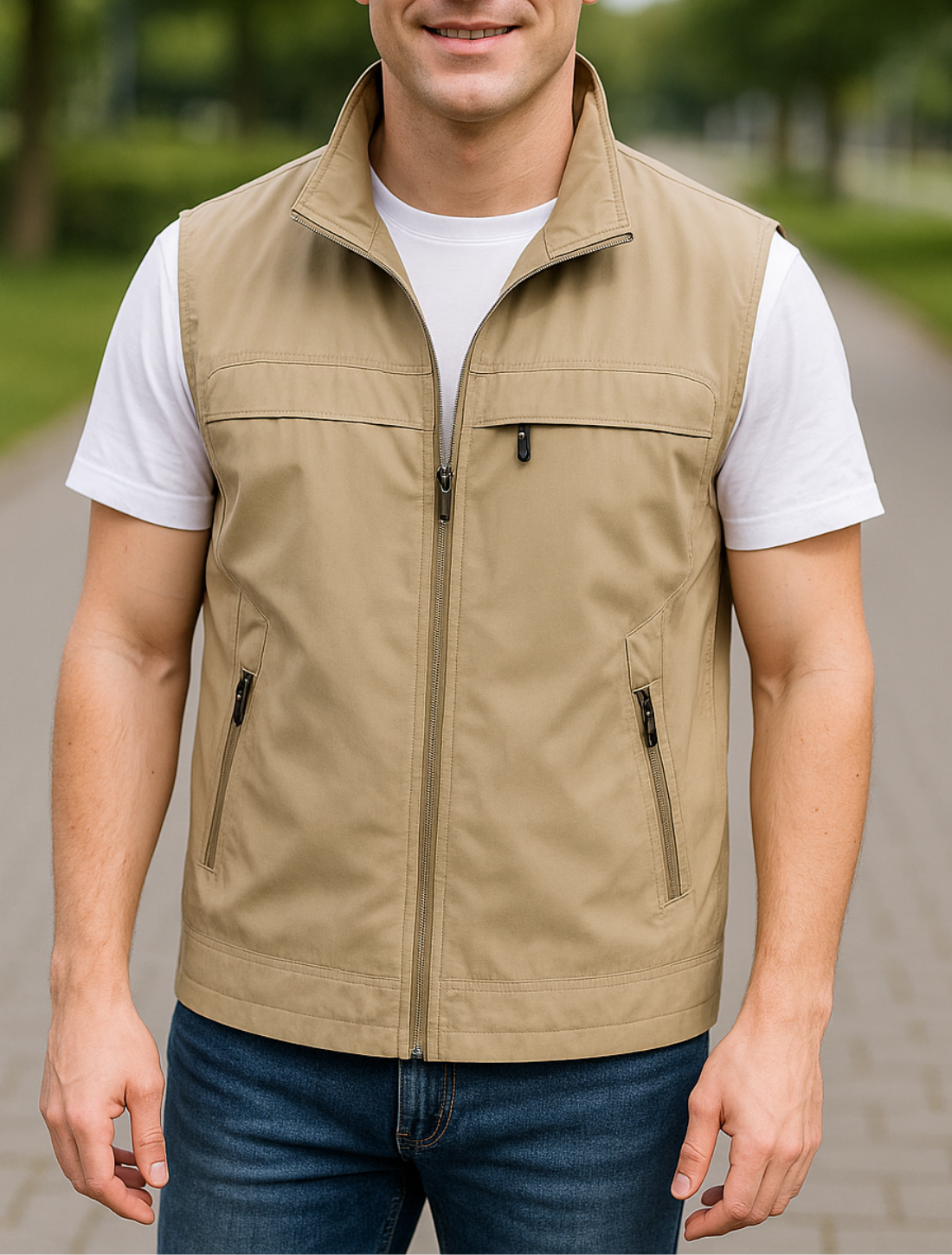 Sneldrogend Mouwloos Vest Met Meerdere Zakken Voor Heren, Casual Vest Met Opstaande Kraag Voor Buitengebruik | VIQA VIQA© NEDERLAND