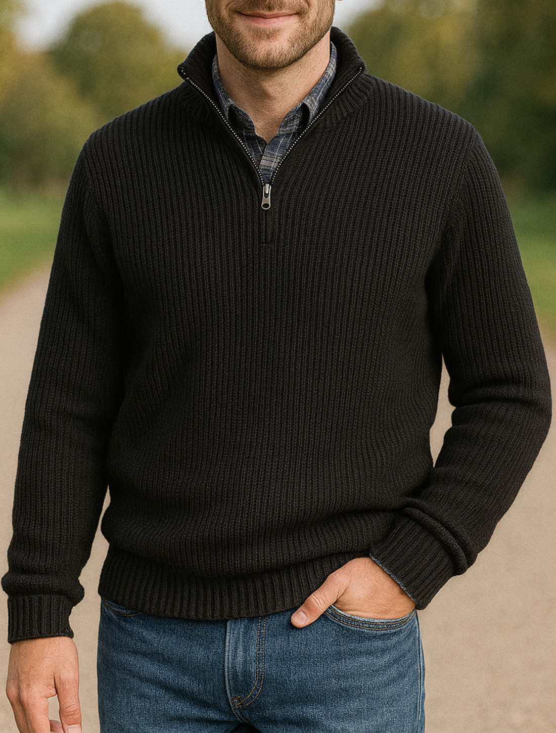 Luxe Heren Trui, Zakelijke Casual Ritssluiting Staande Kraag Top, Mode Losse Pasvorm | VIQA VIQA© NEDERLAND
