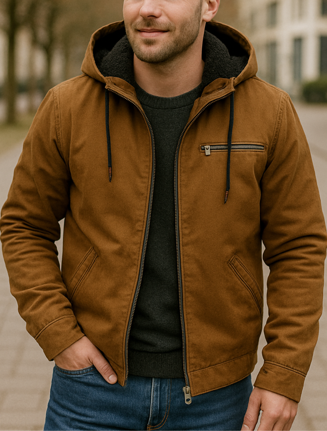 Heren Casual Hooded Jacket, Fleece gevoerde rits jas met zakken, Winter Outdoor Warm Bovenkleding | VIQA VIQA© NEDERLAND