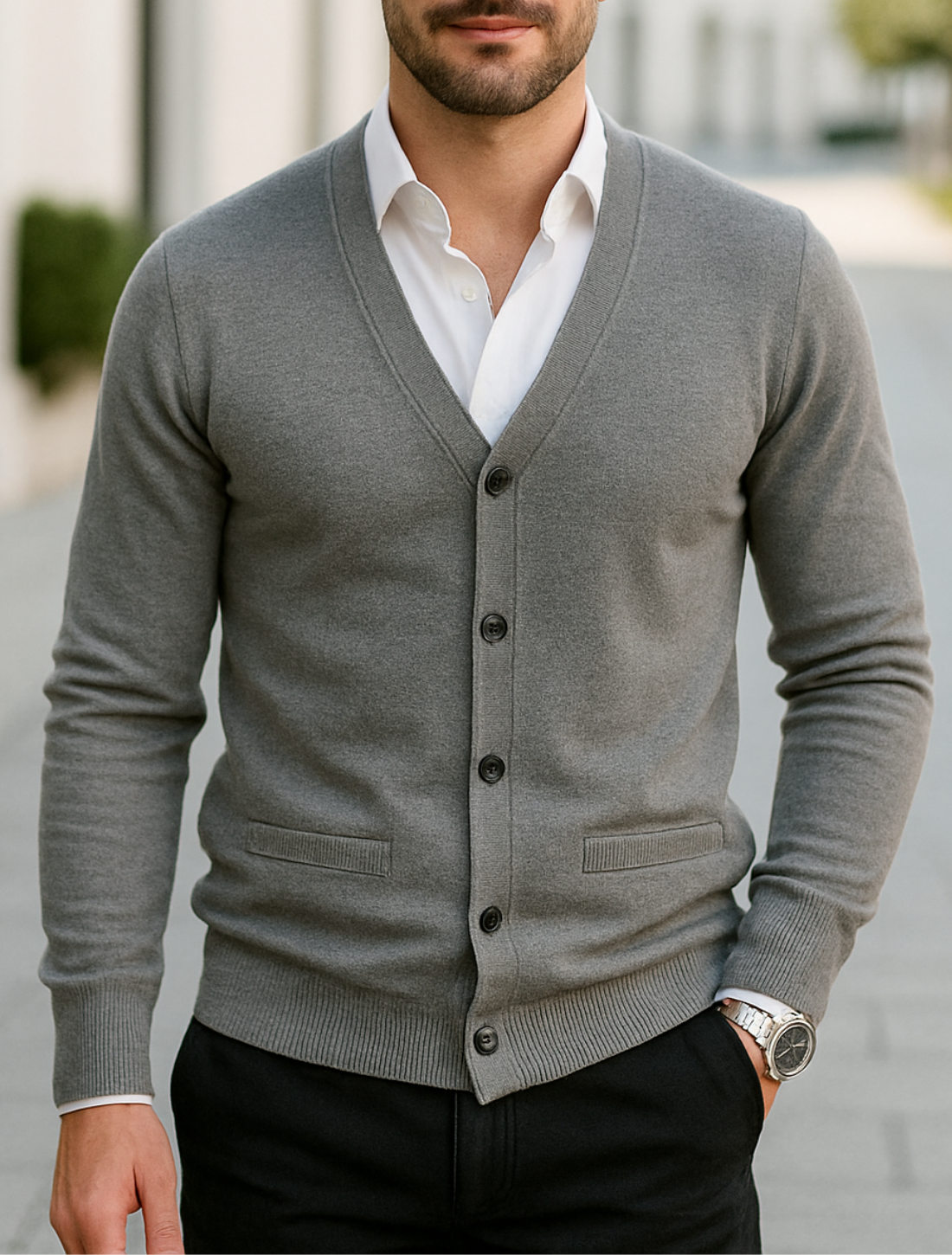 Herenvest Trui, Slim Pasvorm V-Hals Gebreid, Casual Herfst Langemouwen Effen Top | VIQA VIQA© NEDERLAND