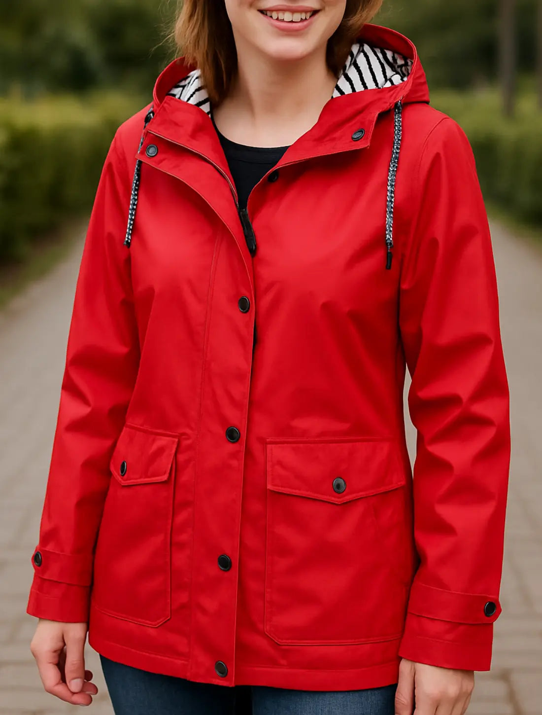 Damesjack Met Capuchon, Casual Jack Met Ritssluiting En Zakken, Loszittende Outdoor Streetwear | VIQA VIQA© NEDERLANDRood / 2XL