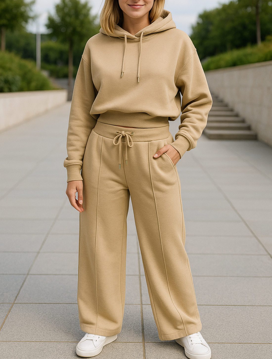 Hoodie Voor Dames, 2-Delige Set, Effen Gekleurde Casual Joggingpak Voor Herfst En Winter | VIQA VIQA© NEDERLAND