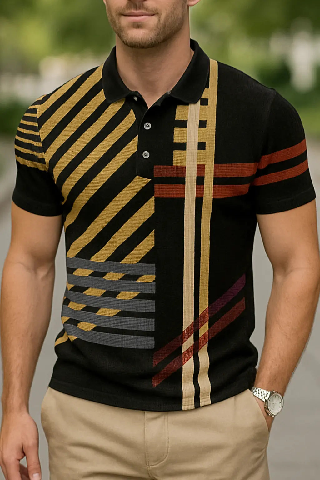 Heren Polo Shirt Met Korte Mouwen, Zomer Casual Sneldrogende Pullover Top, Mode Kleding | VIQA VIQA© NEDERLANDZwart-Geel / 2XL