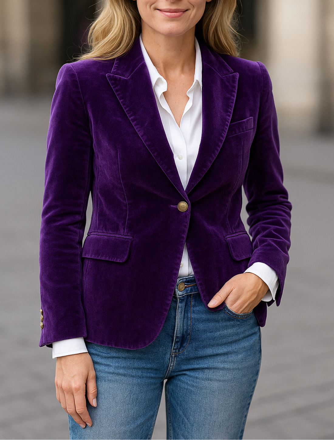 Dames Velours Blazer, Enkele Knoop Pak Jasje met Kraag, Elegante Lange Mouwen Mode Jas | VIQA VIQA© NEDERLAND