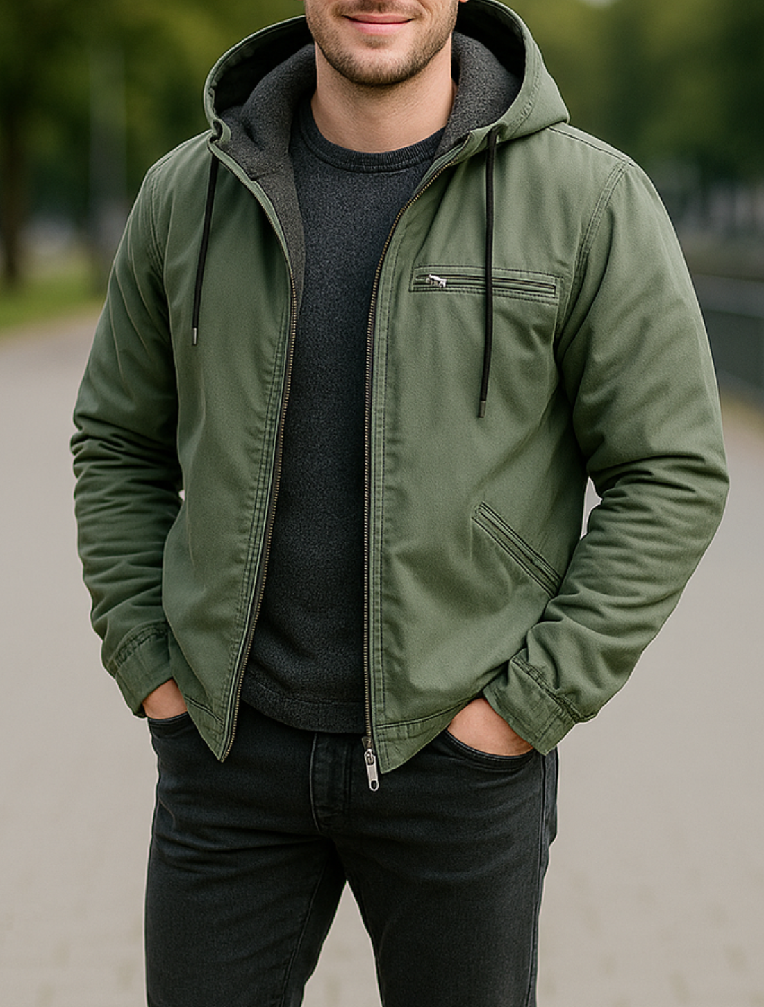 Heren Casual Fleece Jack, Met Capuchon En Ritszak Effen Kleur Winter Warme Jas Voor Buiten VIQA VIQA© NEDERLAND