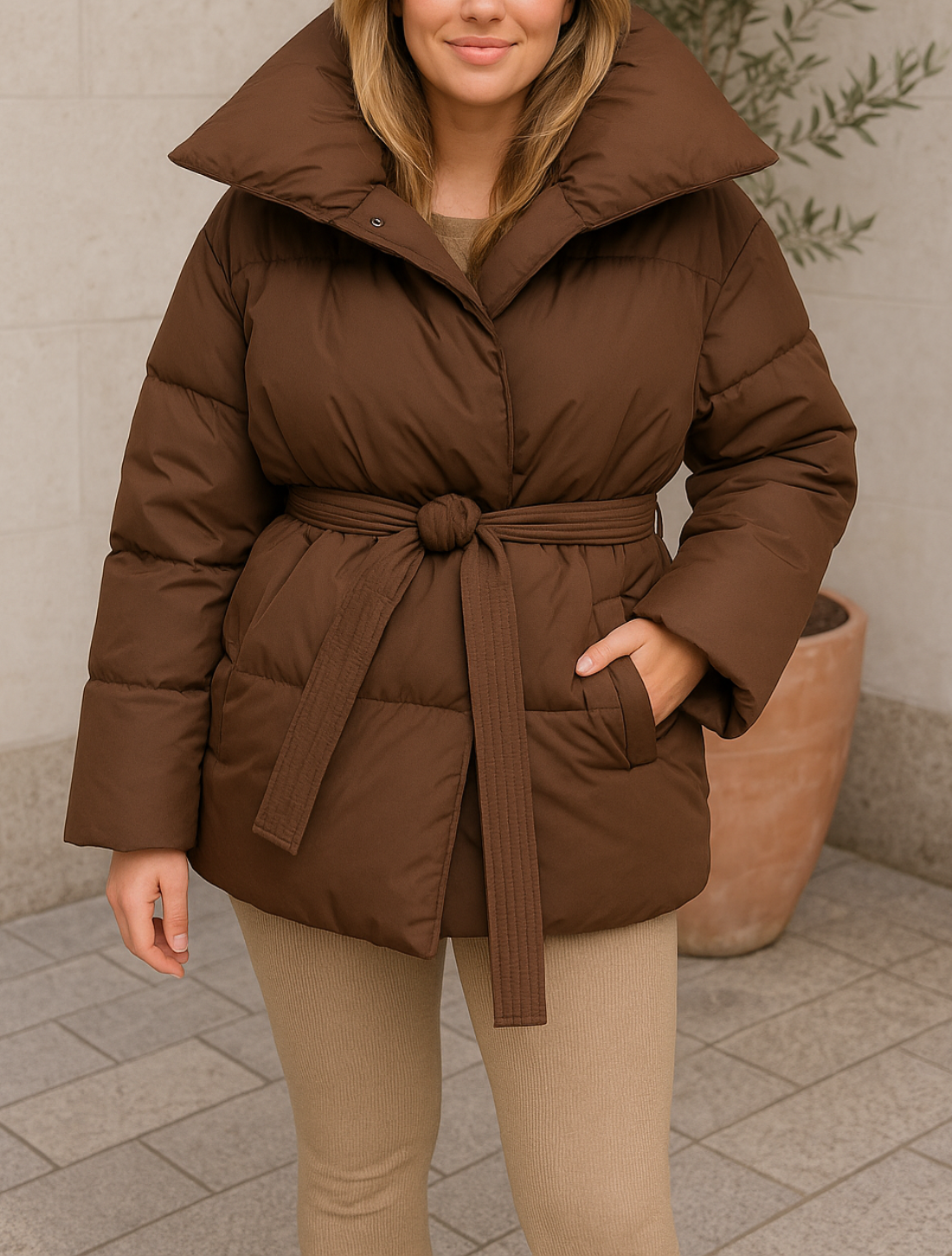 Damesjas Met Vetersluiting,Casual Kraag Enkelrijks Model Winterbovenkleding | VIQA VIQA© NEDERLAND